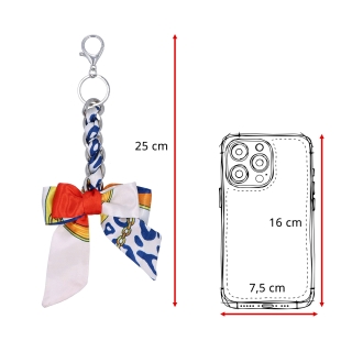 Prívesok na kabelku s mašľou a karabínkou Indee materiál textil farba multicolor D017