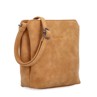Praktická crossbody kabelka so štruktúrovaným vnútrom Tangerin materiál syntetická koža zapínanie na zips farba koňaková veľkosť malá 1117 CAM