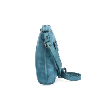 Malá kožená crossbody s prešívaním Noelia Bolger materiál kože zapínanie na zips farba tyrkysová veľkosť malá NB 2086 TYR Z boku