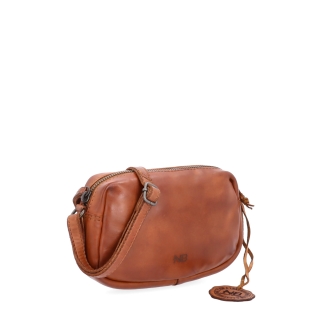 Minimalistická kožená crossbody kabelka Noelia Bolger materiál kože zapínanie na zips farba koňaková veľkosť malá NB 2417 KO