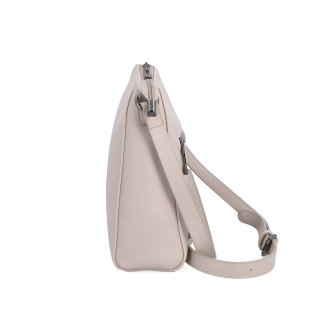 Kožená crossbody kabelka Noelia Bolger materiál kože zapínanie na zips farba sivá veľkosť malá NB 0074 SS Z boku