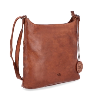 Kožená crossbody kabelka na každý deň Noelia Bolger materiál kože zapínanie na zips farba koňaková veľkosť malá NB 2404 KO