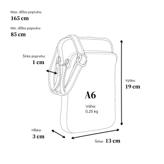 Štýlová kožená crossbody taška Noelia Bolger materiál kože zapínanie na zips farba koňaková veľkosť malá NB 2419 KO Rozmery