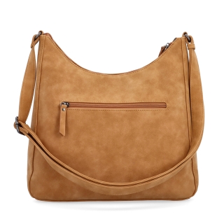 Crossbody syntetická kabelka s prešívaním Tangerin materiál syntetická koža zapínanie na zips farba koňaková veľkosť stredná 1104 CAM Zozadu
