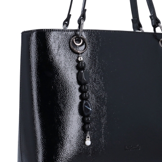 Štýlová shopper kabelka cez rameno Le Sands materiál syntetická koža zapínanie na zips farba čierna veľkosť veľká 4641 C Detail