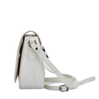 Elegantná kožená crossbody kabelka s chlopňou Noelia Bolger materiál kože zapínanie s chlopňou farba biela veľkosť malá NB 0117 OW Z boku