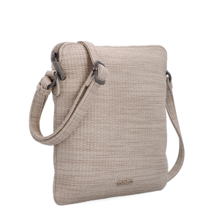 Minimalistická crossbody kabelka s jemným vzorom Carmelo materiál syntetická koža zapínanie na zips farba béžová veľkosť malá 4397 BE