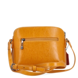 Luxusná malá kožená crossbody kabelka Noelia Bolger materiál kože zapínanie na zips farba žltá veľkosť malá NB 0080 ZLU Zozadu