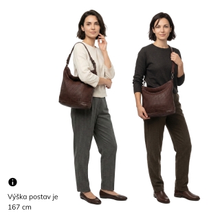 Jemne prepletaná kožená hobo kabelka Noelia Bolger materiál kože zapínanie na zips farba hnedá veľkosť stredná NB 2015 H Na postave