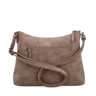 Dámska elegantná crossbody kabelka Tangerin materiál syntetická koža zapínanie na zips farba hnedá veľkosť malá 1110 H Zozadu