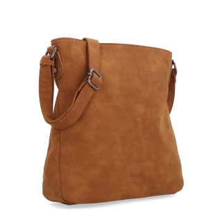Štýlová crossbody kabelka s čistým dizajnom Tangerin materiál syntetická koža zapínanie na zips farba koňaková veľkosť stredná 1101 KA