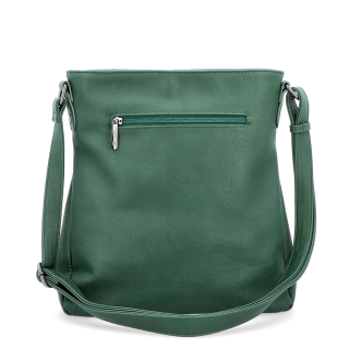 Crossbody kabelka s jednoduchým prešívaním Tangerin materiál syntetická koža zapínanie na zips farba zelená veľkosť stredná 8003 TZE Zozadu