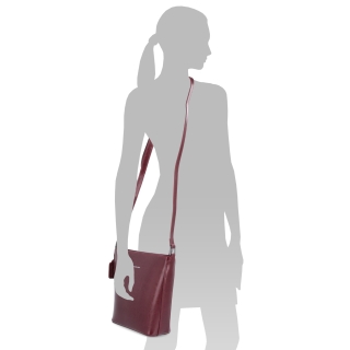 Malá elegantná kožená crossbody kabelka Noelia Bolger materiál kože zapínanie na zips farba červená veľkosť malá NB 0065 TCV Na postave
