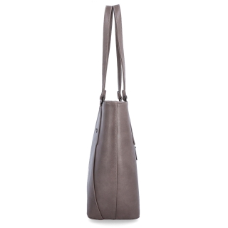 Priestranná shopper kabelka cez rameno Le Sands materiál syntetická koža zapínanie na zips farba taupe veľkosť veľká 7703 T Z boku