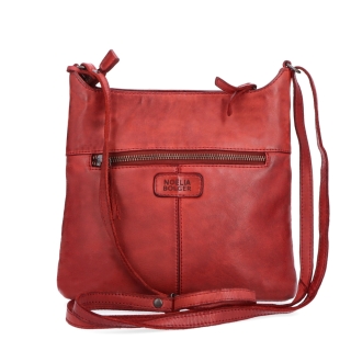 Kožená crossbody kabelka na každý deň Noelia Bolger materiál kože zapínanie na zips farba červená veľkosť malá NB 2404 CV Zozadu