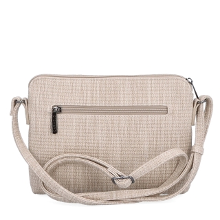 Malá crossbody kabelka s jemným elegantným vzorom Carmelo materiál syntetická koža zapínanie na zips farba béžová veľkosť malá 4337 BE Zozadu