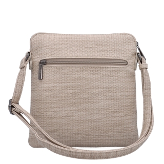Minimalistická crossbody kabelka s jemným vzorom Carmelo materiál syntetická koža zapínanie na zips farba béžová veľkosť malá 4397 BE Zozadu