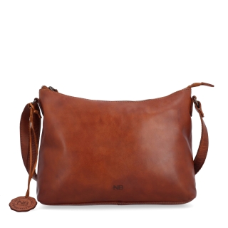 Dámska kožená crossbody kabelka Noelia Bolger materiál kože zapínanie na zips farba koňaková veľkosť stredná NB 2430 KO Spredu