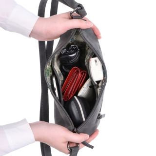 Kabelka typu moonbag zo syntetickej kože Tangerin materiál syntetická koža zapínanie na zips farba sivá veľkosť malá 1111 ANT Vnútro
