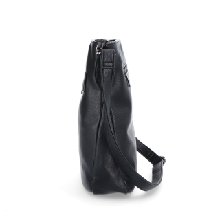 Crossbody kabelka s vonkajšími vreckami Tangerin materiál syntetická koža zapínanie na zips farba čierna veľkosť stredná 8008 C Z boku