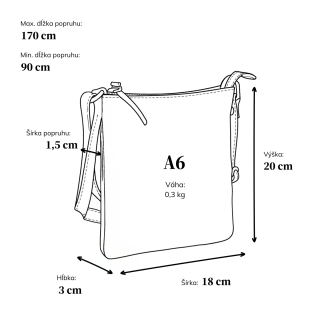 Elegantná kožená crossbody kabelka Noelia Bolger materiál kože zapínanie na zips farba koňaková veľkosť malá NB 2415 KO Rozmery