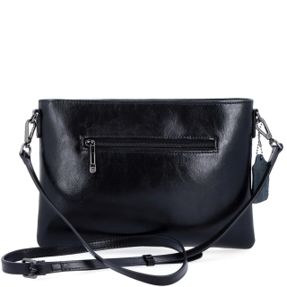 Elegantná minimalistická kožená crossbody kabelka Noelia Bolger materiál kože zapínanie na zips farba čierna veľkosť malá NB 0105 C Zozadu