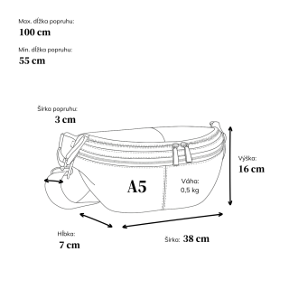 Moderná kožená crossbody ľadvinka s dvoma zipsami Noelia Bolger materiál kože zapínanie na zips farba koňaková veľkosť stredná NB 2035 KO Rozmery