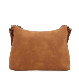 Dámska elegantná crossbody kabelka Tangerin materiál syntetická koža zapínanie na zips farba koňaková veľkosť malá 1110 KA Spredu