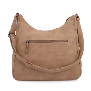 Crossbody syntetická kabelka s prešívaním Tangerin materiál syntetická koža zapínanie na zips farba béžová veľkosť stredná 1104 MO Zozadu