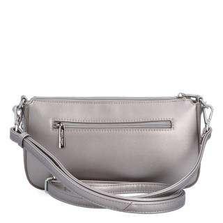 Malá crossbody kabelka s ozdobnou retiazkou Le Sands materiál syntetická koža zapínanie na zips farba metalíza veľkosť malá 7714 STR Zozadu