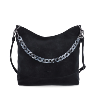 Štýlová crossbody kabelka s odnímateľným reťazom Carmelo materiál syntetická koža zapínanie na zips farba čierna veľkosť stredná 4660 C Spredu