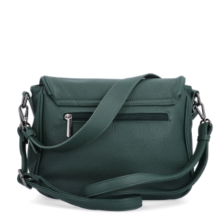 Dámska crossbody kabelka s jemnou štruktúrou Carmelo materiál syntetická koža zapínanie s chlopňou farba zelená veľkosť stredná 4361 TZE Zozadu