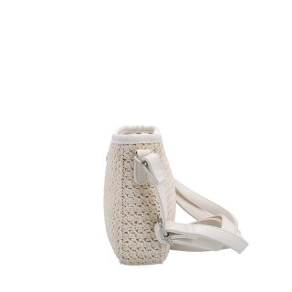 Malá crossbody kabelka v slamenom štýle Le Sands materiál syntetická koža zapínanie na zips farba béžová veľkosť malá 4616 K Z boku