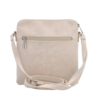 Menšia crossbody kabelka z hebkého materiálu Tangerin materiál syntetická koža zapínanie na zips farba béžová veľkosť malá 7017 BE Zozadu