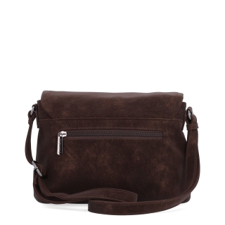 Štýlová crossbody kabelka s praktickou klopou Carmelo materiál syntetická koža zapínanie na zips farba hnedá veľkosť malá 4661 H Zozadu
