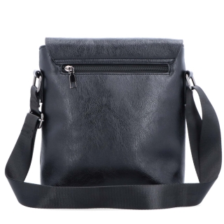 Crossbody taška s chlopňou Tangerin materiál syntetická koža zapínanie na zips farba čierna veľkosť stredná 2325 C Zozadu