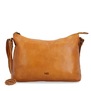 Dámska kožená crossbody kabelka Noelia Bolger materiál kože zapínanie na zips farba žltá veľkosť stredná NB 2430 ZLU Spredu