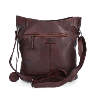 Kožená crossbody kabelka s dizajnovým prešívaním Noelia Bolger materiál kože zapínanie na zips farba vínová veľkosť stredná NB 2089 BO Zozadu