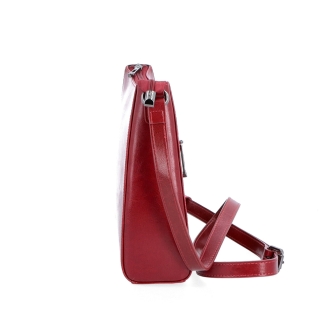 Nadčasová crossbody kabelka z pravej kože Noelia Bolger materiál kože zapínanie na zips farba červená veľkosť malá NB 0079 TCV Z boku