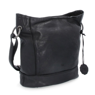 Kožená crossbody kabelka s dizajnovým prešívaním Noelia Bolger materiál kože zapínanie na zips farba čierna veľkosť stredná NB 2089 C