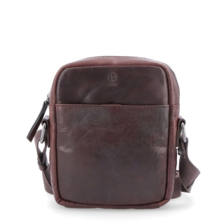Malá kožená crossbody Poyem materiál kože zapínanie na zips farba hnedá veľkosť malá 2213 Poyem H Spredu