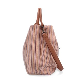 Priestranná shopper kabelka s originálnymi uchami Le Sands materiál syntetická koža zapínanie na zips farba oranžová veľkosť veľká 4613 O Z boku