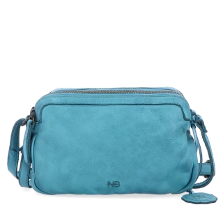 Minimalistická kožená crossbody kabelka Noelia Bolger materiál kože zapínanie na zips farba tyrkysová veľkosť malá NB 2407 TYR Spredu