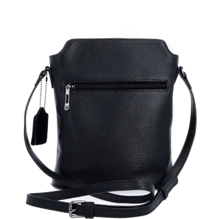 Malá crossbody kabelka zo štruktúrovanej kože Noelia Bolger materiál kože zapínanie na zips farba čierna veľkosť malá NB 3009 C Zozadu