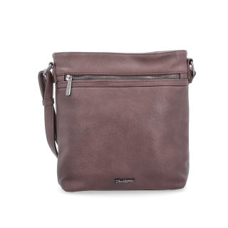 Menší crossbody kabelka Tangerin materiál syntetická koža zapínanie na zips farba hnedá veľkosť stredná 8022 TH Spredu