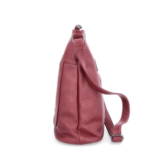 Crossbody kabelka s predným a zadným vreckom Tangerin materiál syntetická koža zapínanie na zips farba vínová veľkosť stredná 8036 BO Z boku