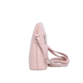 Malá minimalistická crossbody kabelka Le Sands materiál syntetická koža zapínanie na zips farba ružová veľkosť malá 7712 R Z boku