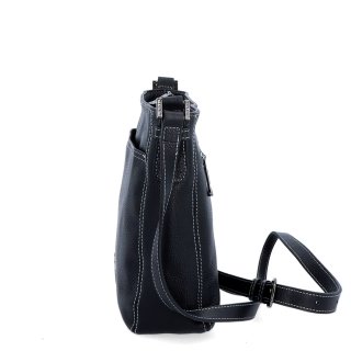 Malá kožená crossbody kabelka s výraznejším prešívaním Noelia Bolger materiál kože zapínanie na zips farba čierna veľkosť malá NB 3004 C Z boku
