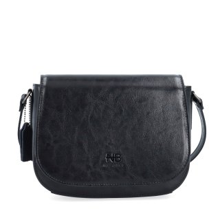 Elegantná kožená crossbody kabelka s chlopňou Noelia Bolger materiál kože zapínanie s chlopňou farba čierna veľkosť malá NB 0117 C Spredu