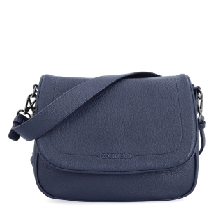 Dámska crossbody kabelka s jemnou štruktúrou Carmelo materiál syntetická koža zapínanie s chlopňou farba modrá veľkosť stredná 4361 TM Spredu